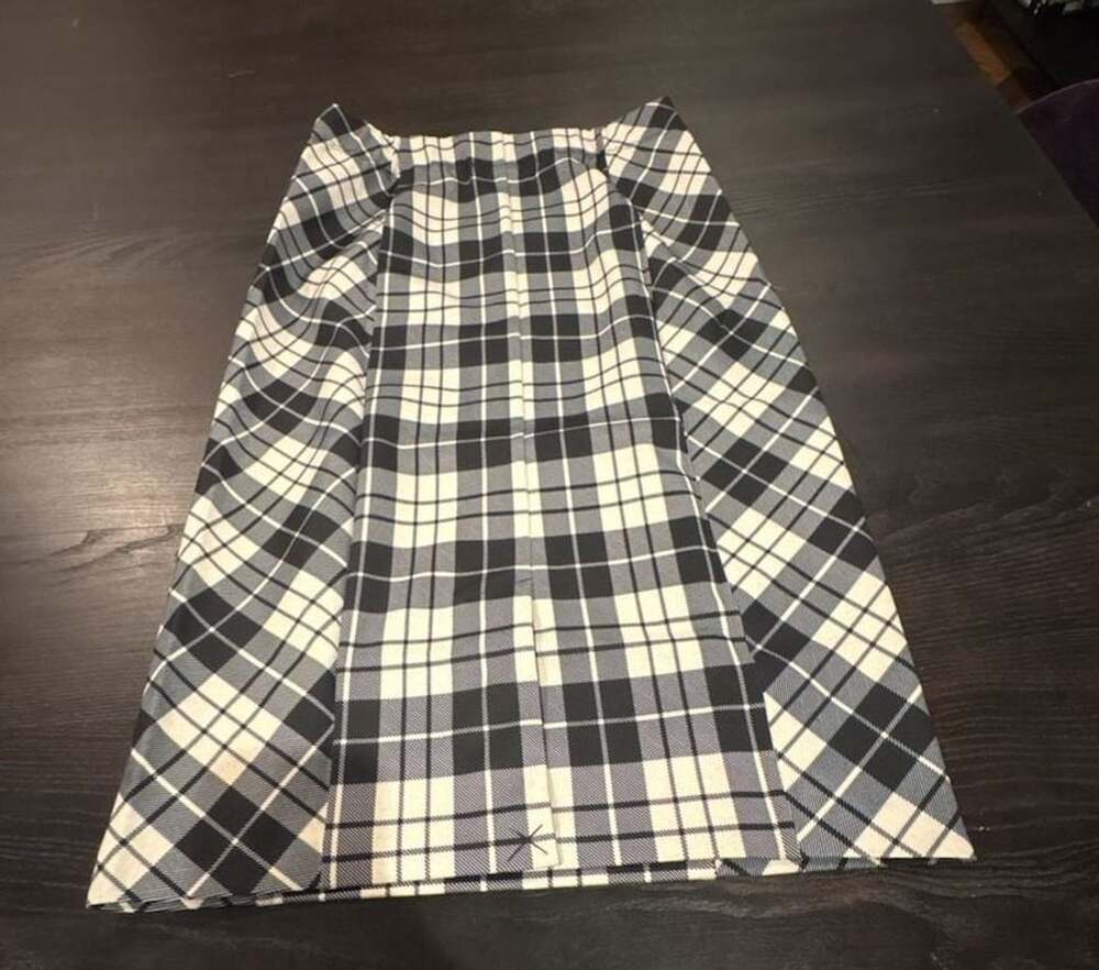Susan Graver Black and White Plaid Pull-On Midi Skirt XXS NEW